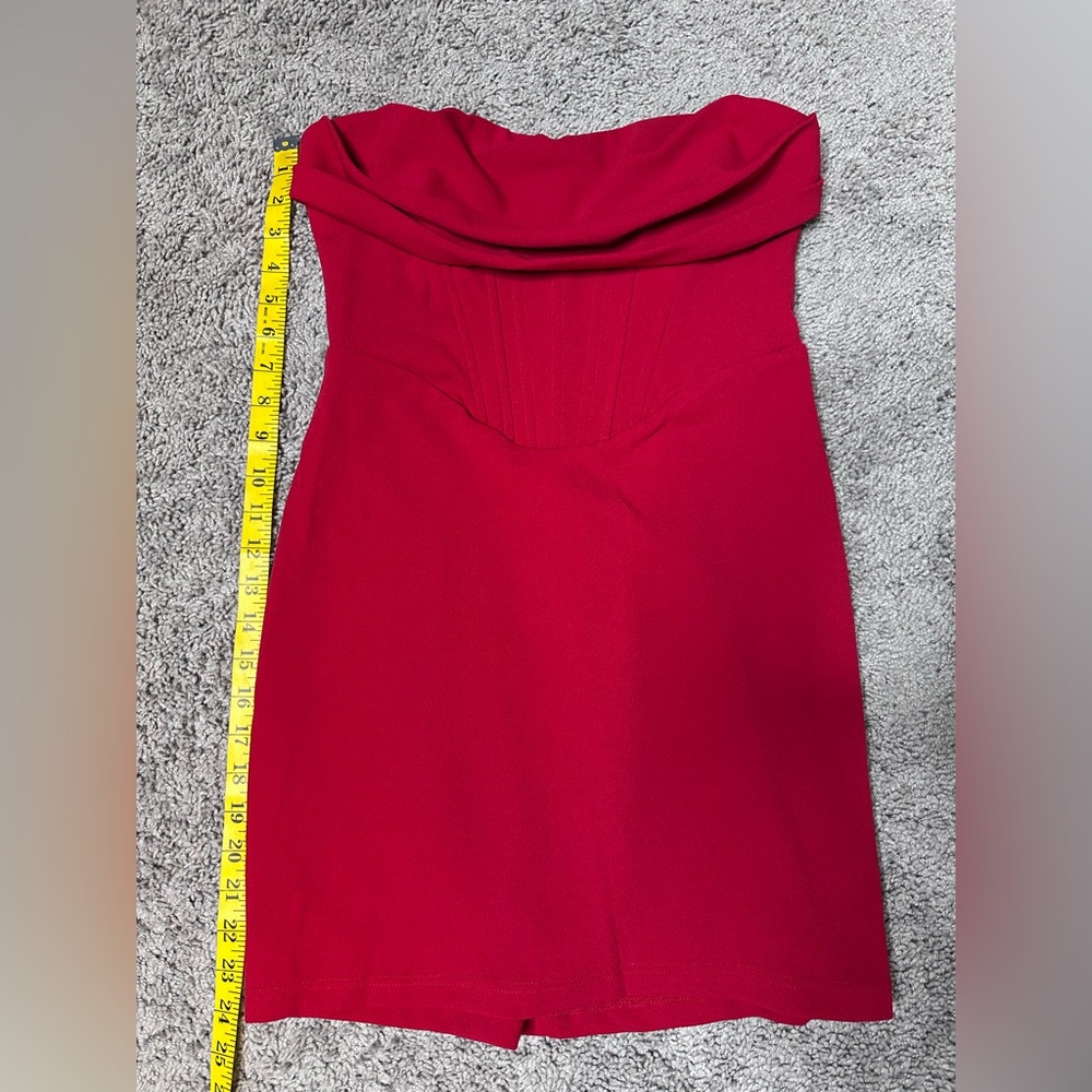 Lulu's Dramatic Intent Red Strapless Corset Bodycon Mini Dress nwot - Picture 9 of 10
